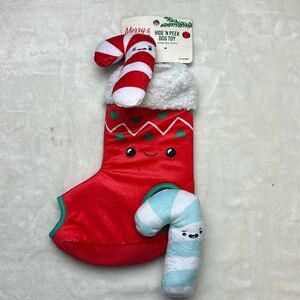 Merry & Bright Christmas Stocking Hide N’ Peek Candy Cane Squeaky Toys